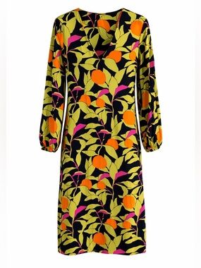 Anthropologie Corey Lynn Calter Naranjas Citrus Print Midi Shift Dress M